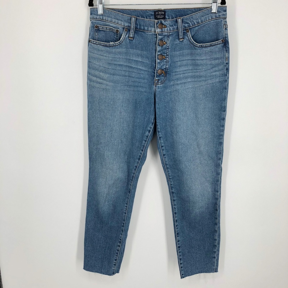 J Crew Womens‎ 9" Mid Rise Skinny Jeans Size 29 Style BA787 Raw Hem Button Fly